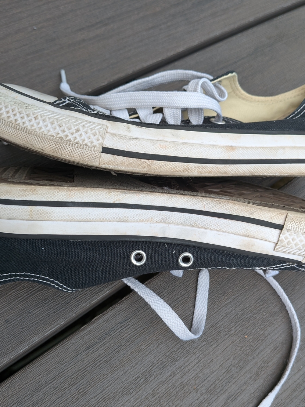 Converse Black Canvas Low Top Sneakers with White Laces - Picture 5 of 8